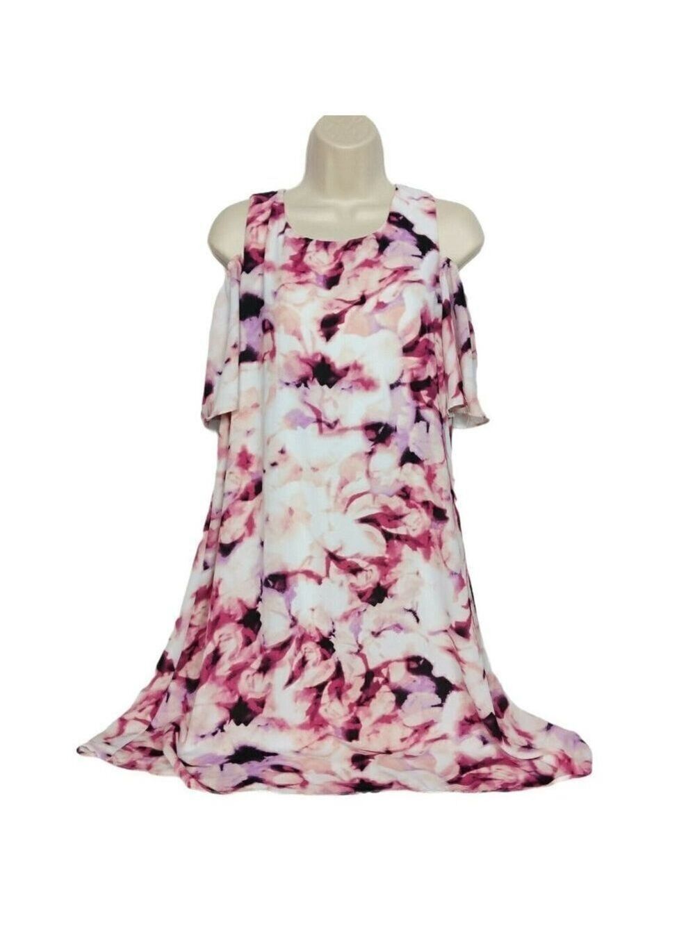 Apt 9 Pink Floral Cold Shoulder Shift Dress Size 10